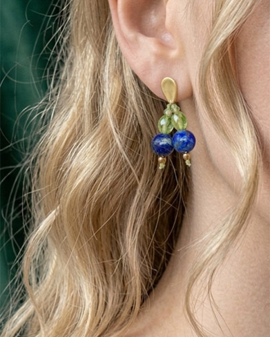 Kolczyki owoce | lapis lazuli, oliwin, hematyt